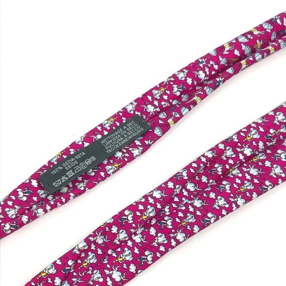 HERMES cloud hose Overall handle Fashion Accessories Necktie silk Purple Based - Picture 2 of 14